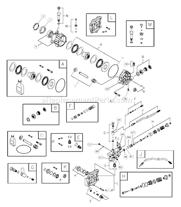 Page B Diagram and Parts List for 1936-0  Briggs and Stratton Pressure Washer